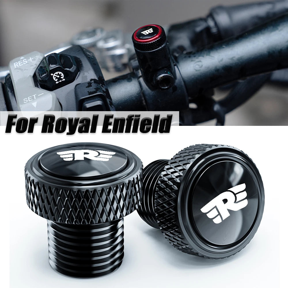 Royal Enfield Mirror Hole Plug CNC Bolt Cap Himalayan Interceptor Pair