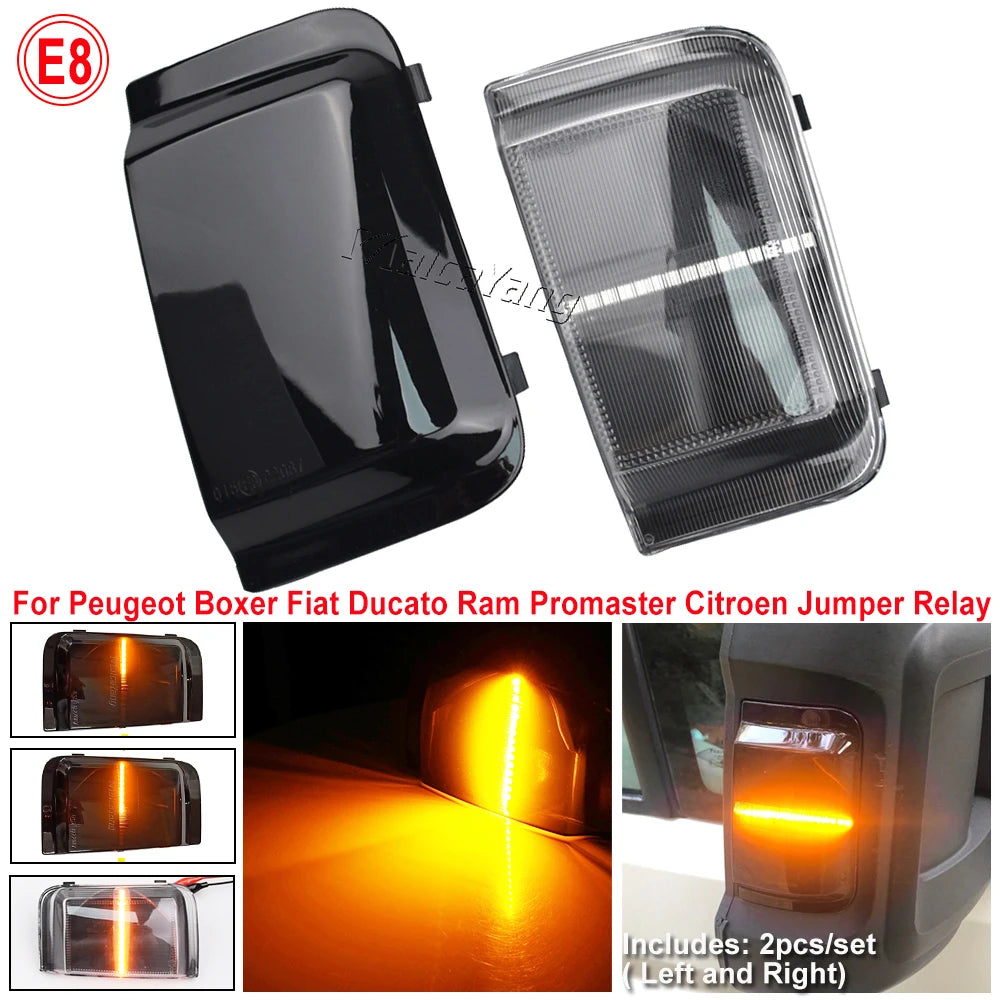 2pcs LED Dynamic Turn Signal Mirror Light For Peugeot Boxer Fiat Ducato Jumper