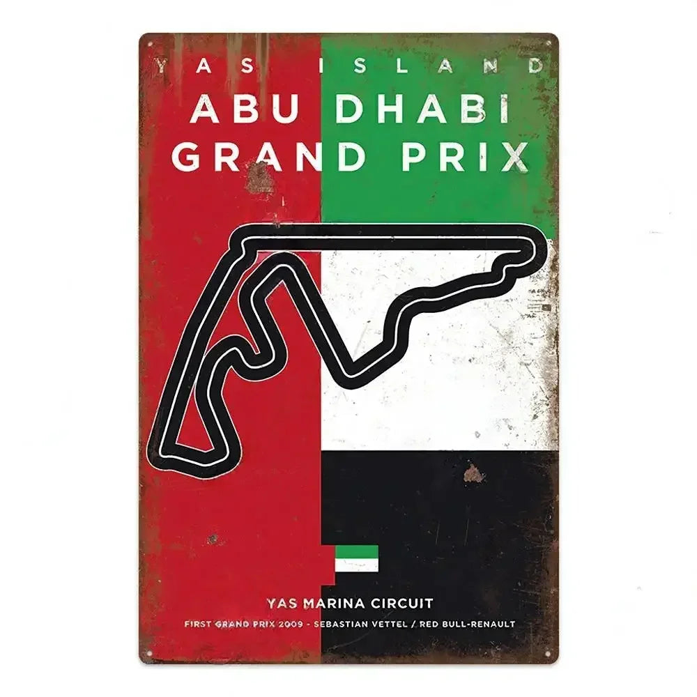 Vintage Race Track Metal sign F1 Aluminium Plaque Garage, Mancave, Home, Office