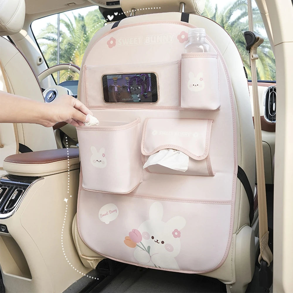 Cartoon Style Car Backseat Organizer for Kids with Tablet Holder & 5 Pockets