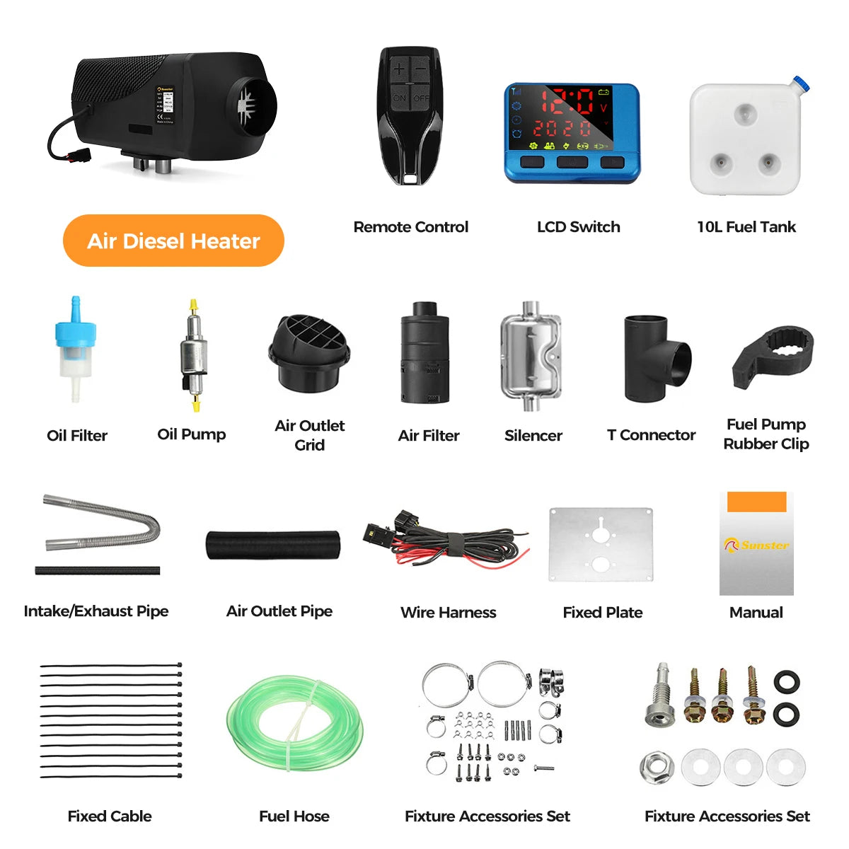 8KW 12V Diesel Air Heater w/ LCD, Remote & Silencer Car Truck Boat UK STOCK