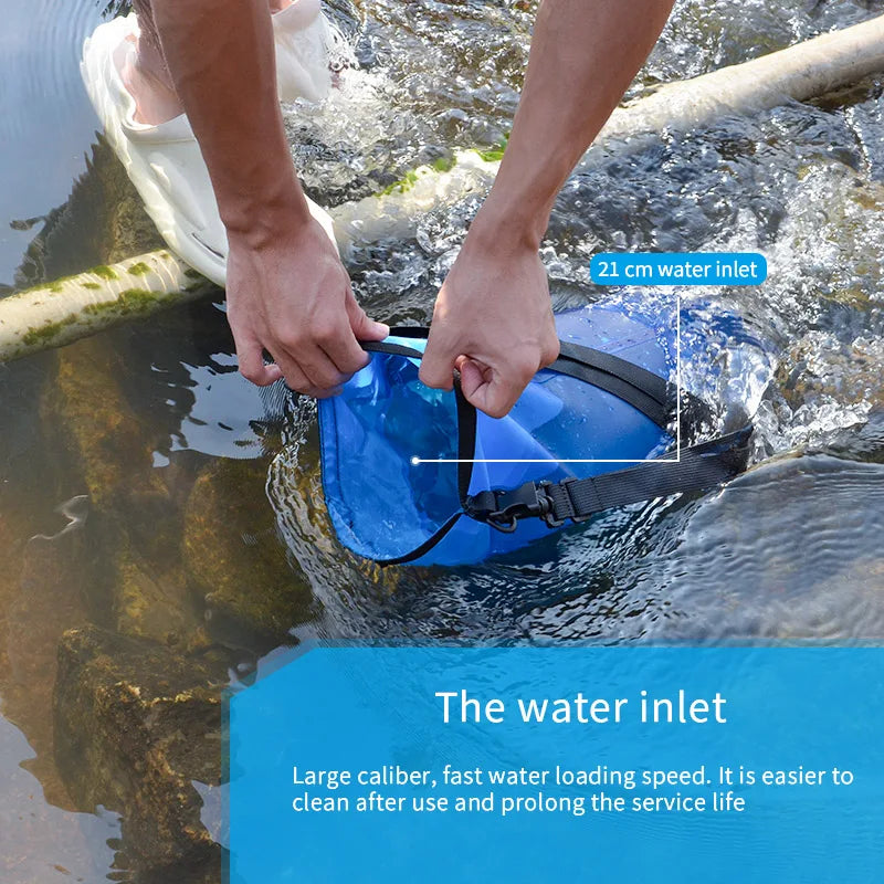 6L TPU Gravity Water Bag with Water Filter Straw – Camping, Hiking, Emergency