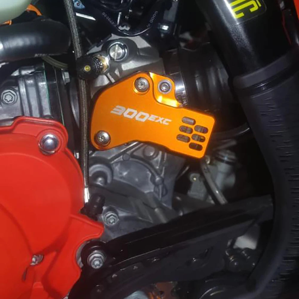 KTM 300 EXC TPI TPS Sensor Guard Protector CNC Aluminum Orange/Blue 2018-2023