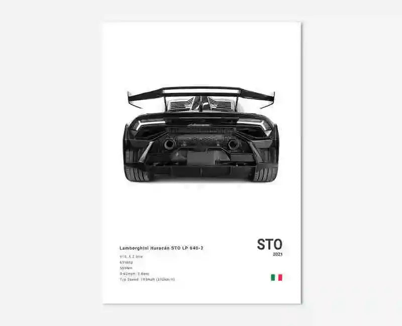 B&W Canvas Poster Luxury Supercar Lamborghini SUV SVJ Wall Art Garage Mancave