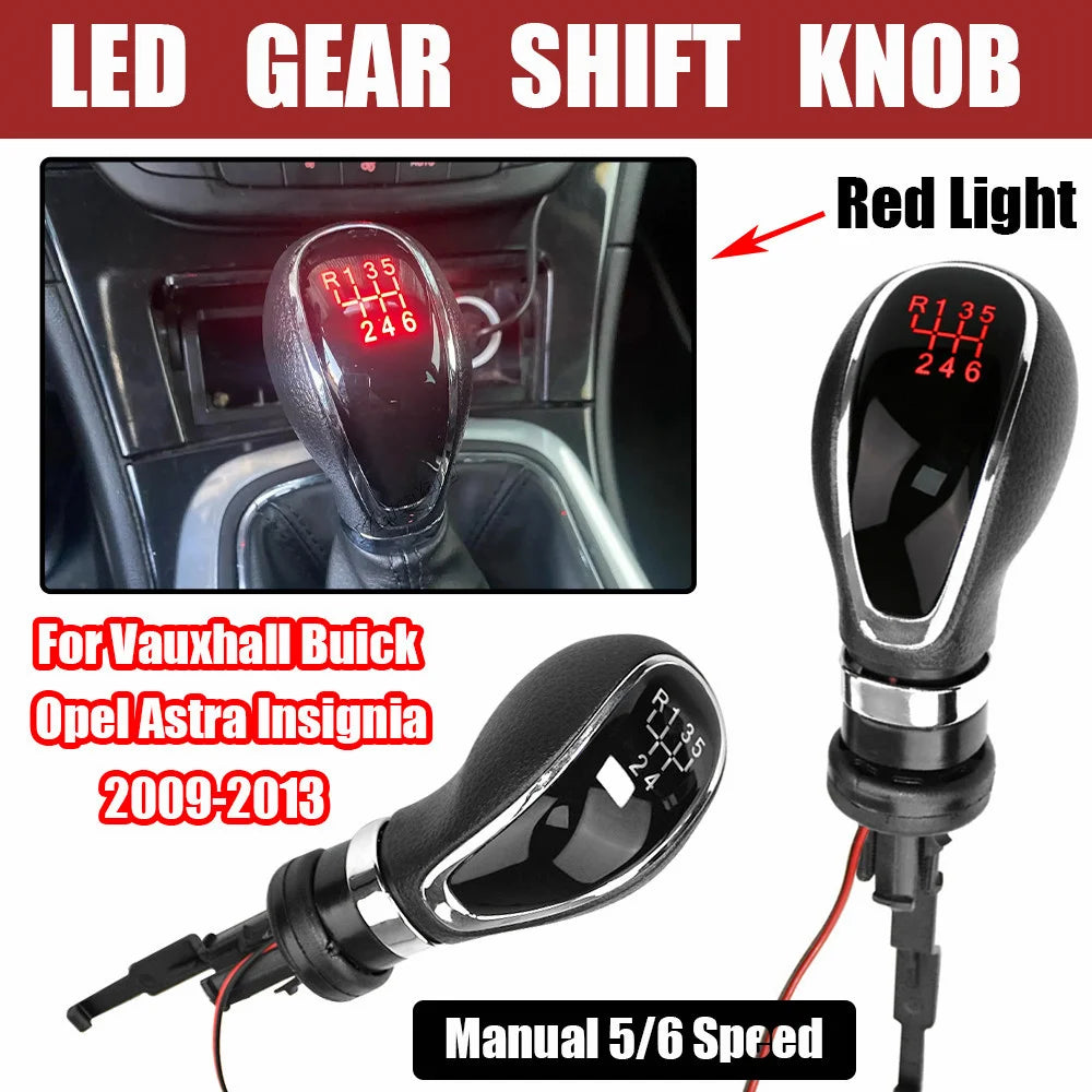 Red LED Car Gear Shift Knob 5/6-Speed Manual for Vauxhall Astra Excelle Insignia