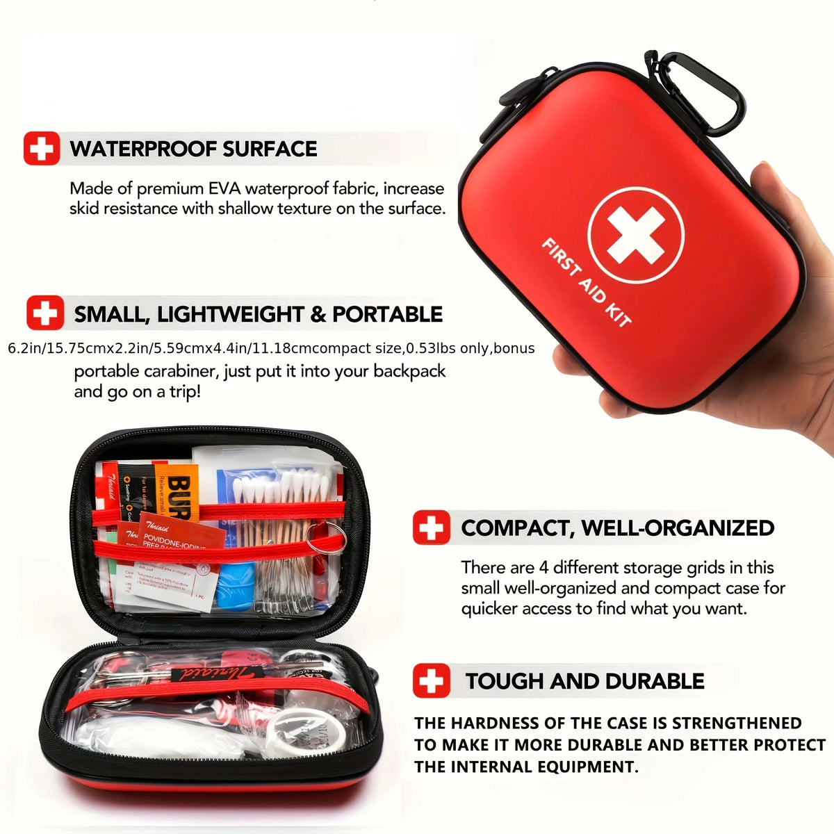 First Aid Kit Complete  92/104/284 Pieces – Compact & Water-Resistant Case