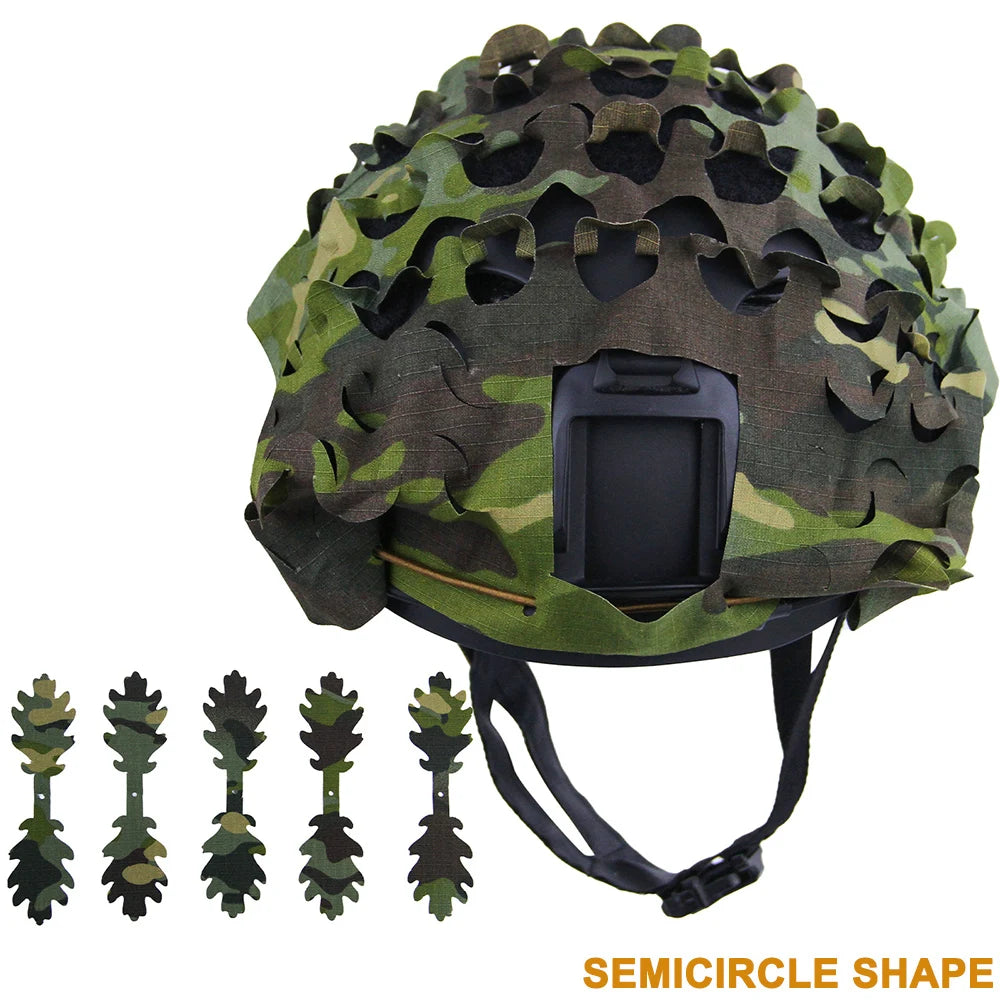 3D Camo Airsoft Helmet Cover – Laser Cut Leaf Shape or Mesh, Paintball Tactical