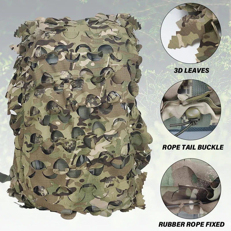 3D Camo Net Backpack Cover – Laser Cut Camouflage for Airsoft & Paintball