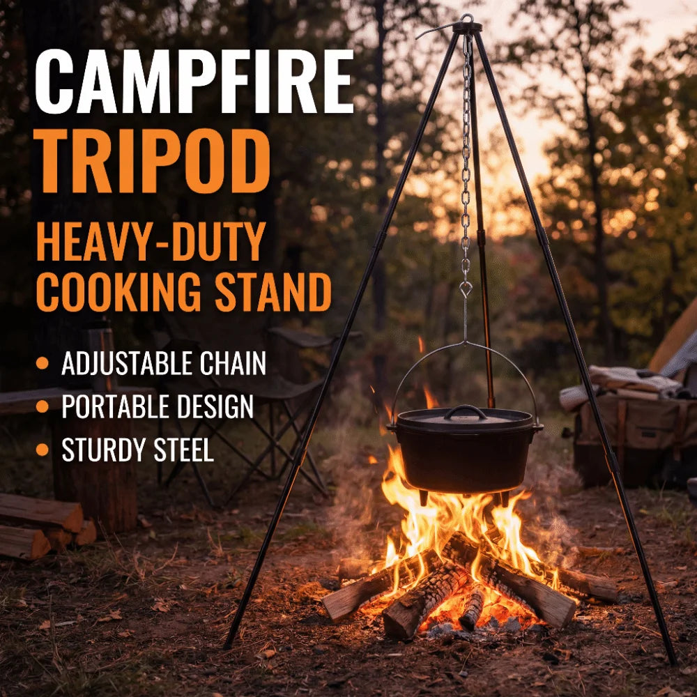 Camping Campfire Tripod Hanging Pot Cooking Aluminum Alloy