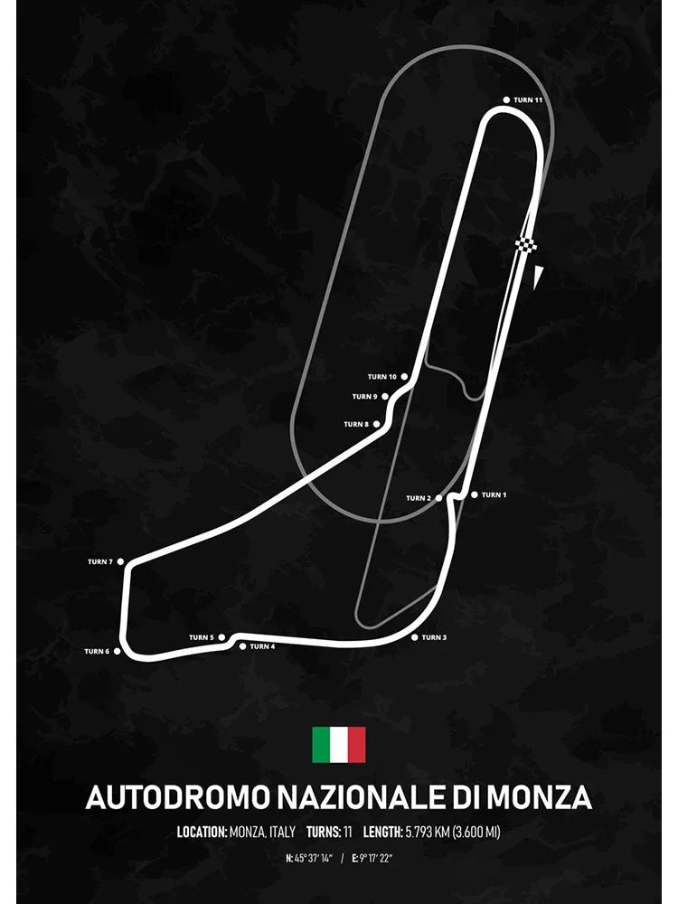 F1 Racing Track Poster Canvas Prints Monaco, Silverstone, Spa, Le Mans - Mancave