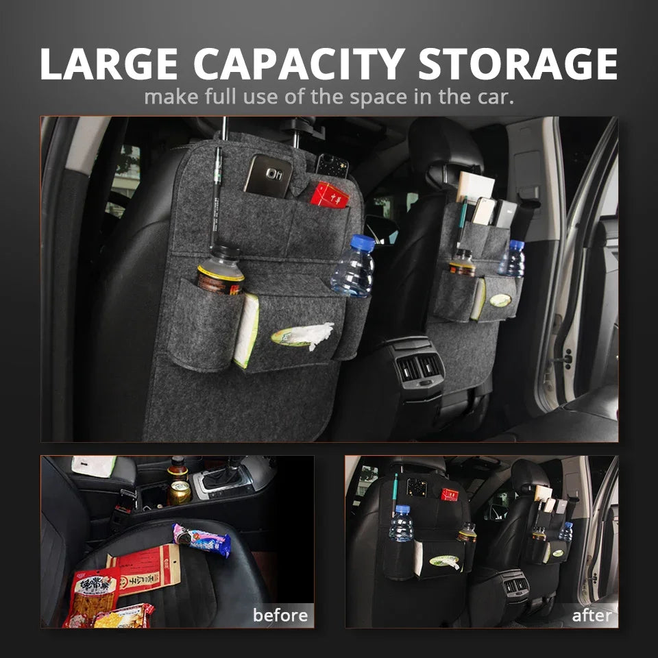 Universal Car Back Seat Storage Bag – 6-Pocket Hanging Trunk Organizer