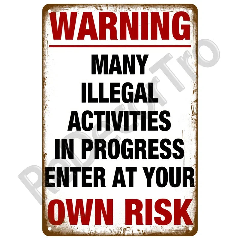 Warning Danger Beware Metal Sign,  Home Wall Decor Bar, Club, Man Cave Gift