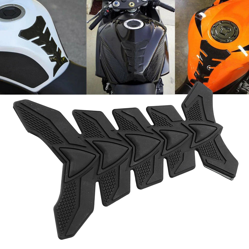 3D Motorcycle Gas Fuel Tank Pad Sticker Decal Black Rubber Protector Universal