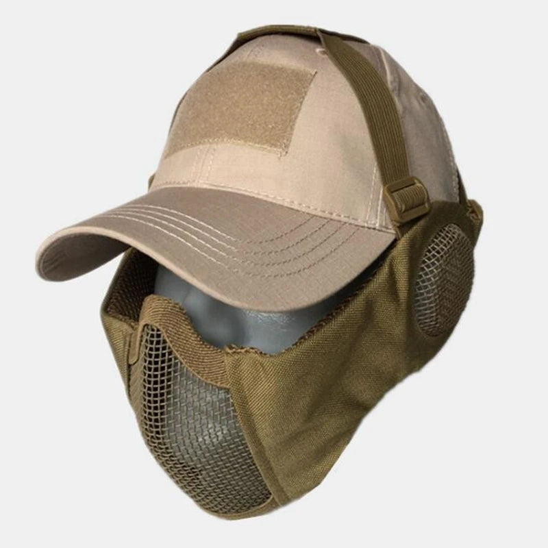Airsoft Mesh Face Mask with Ear Protection Tactical Paintball Gear