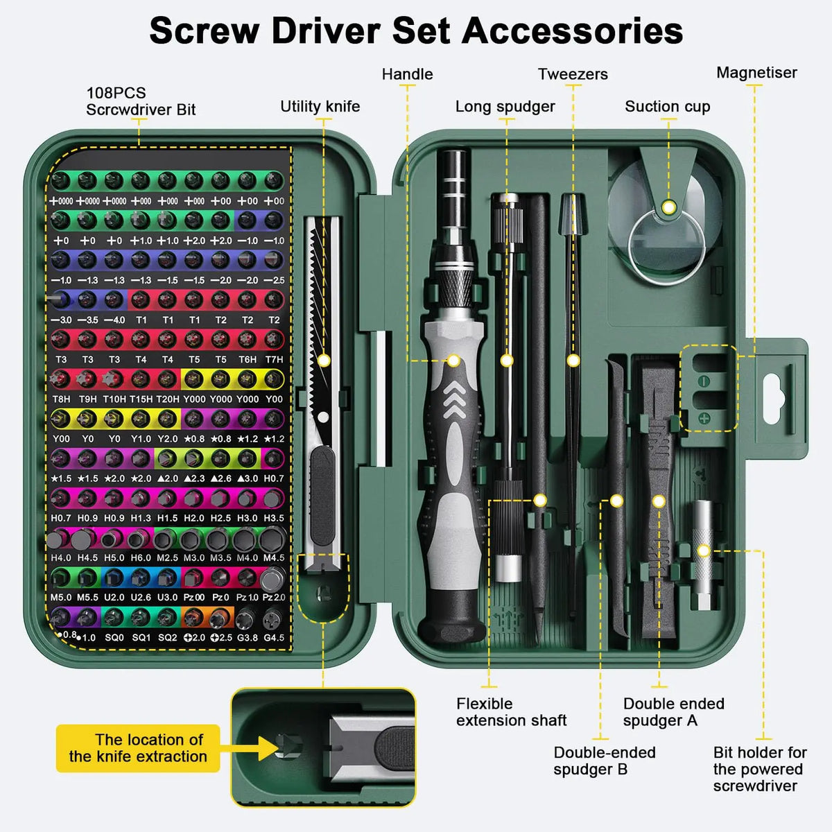 132-in-1 Magnetic Precision Screwdriver Set w/ Storage Box – Repair Tool Kit
