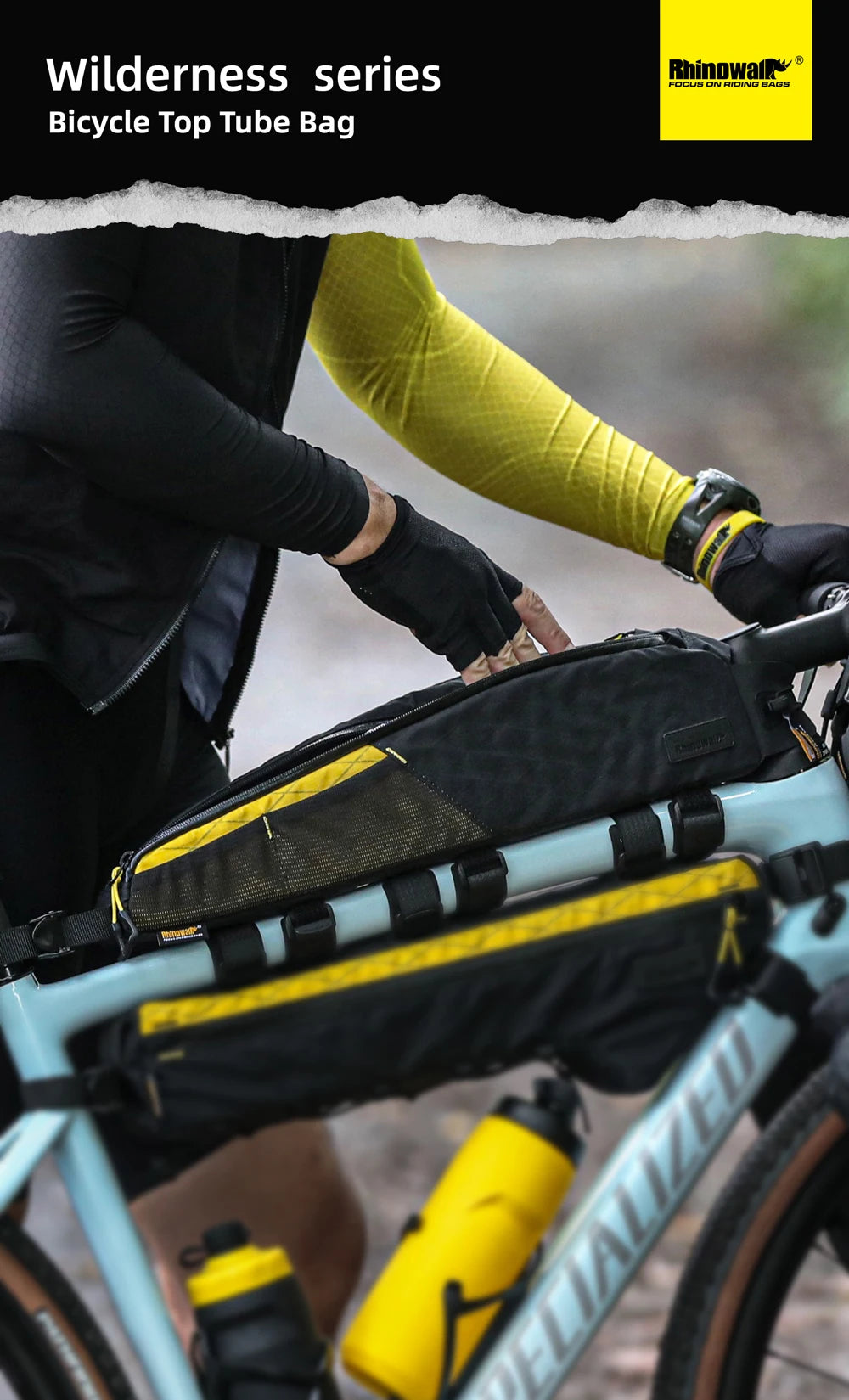 Rhinowalk 2.1L Waterproof Bike Top Tube Bag MTB Gravel Frame Storage Pouch