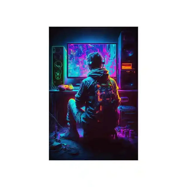Colorful Vibrant Gamer Canvas Wall Art Nordic Aesthetic Unframed Poster Mancave