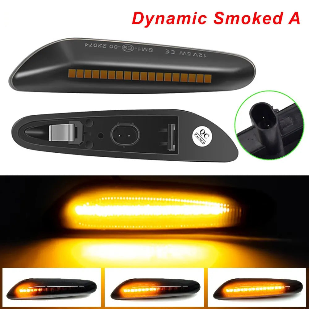 2pcs BMW LED Dynamic Side Marker Turn Signal Sequential Blinker Series 1,3,5, X1, X3