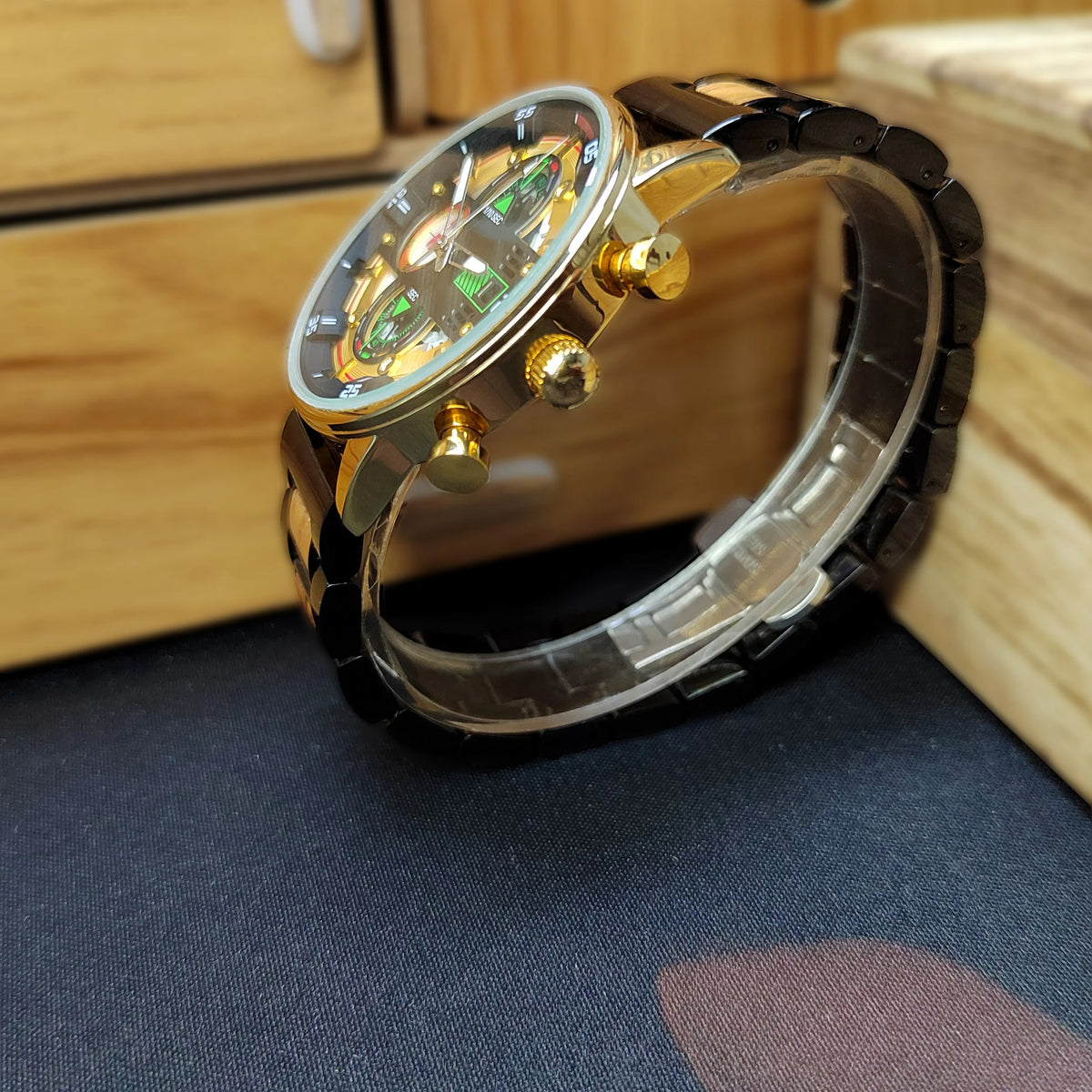 Men’s Luxury Wood Watch – Unique Chronograph Design, Luminous & Water Resistant