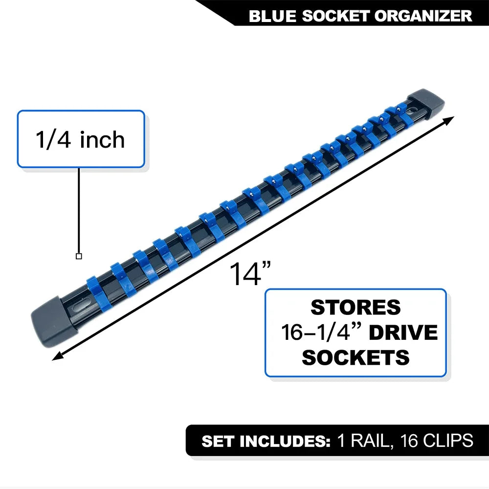 ABS Socket Organizer Rails - 1/4", 3/8", 1/2" Tool Box Rail Track Holder