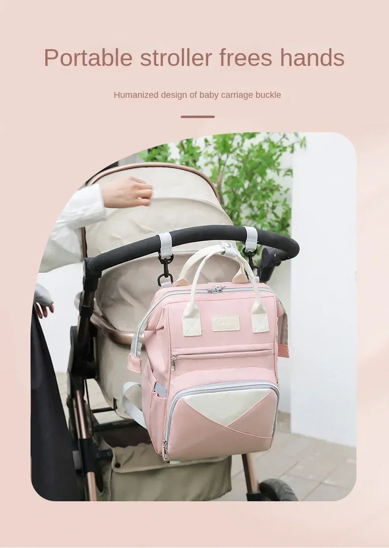 Large Capacity Mummy Diaper Bag Backpack - Waterproof, Stroller Hanging Bag