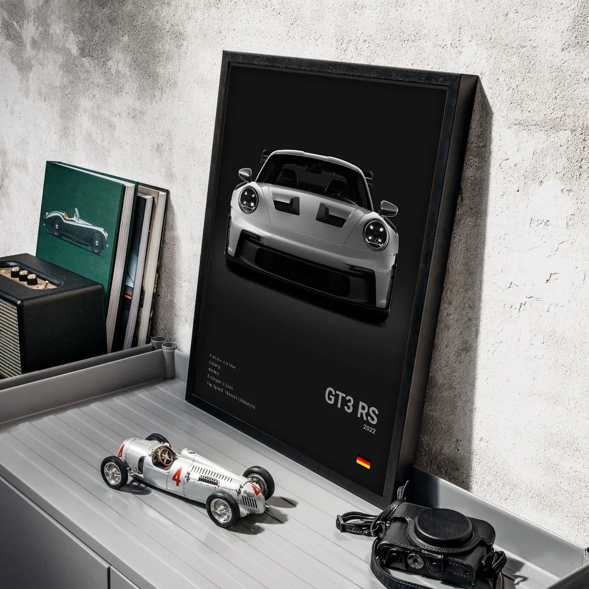 Pop B&W German Luxury Super Sport Car Canvas Poster 911 GT3 RS Turbo 918 993 GT4