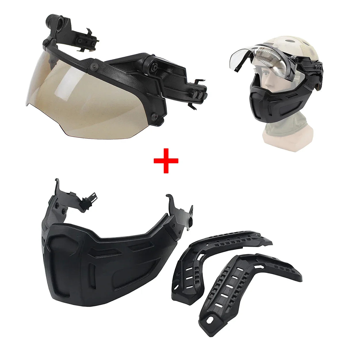 Tactical FAST Helmet Half Face Mask with Flip Goggles for Airsoft Paintball Hunting
