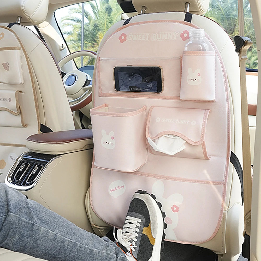 Cartoon Style Car Backseat Organizer for Kids with Tablet Holder & 5 Pockets