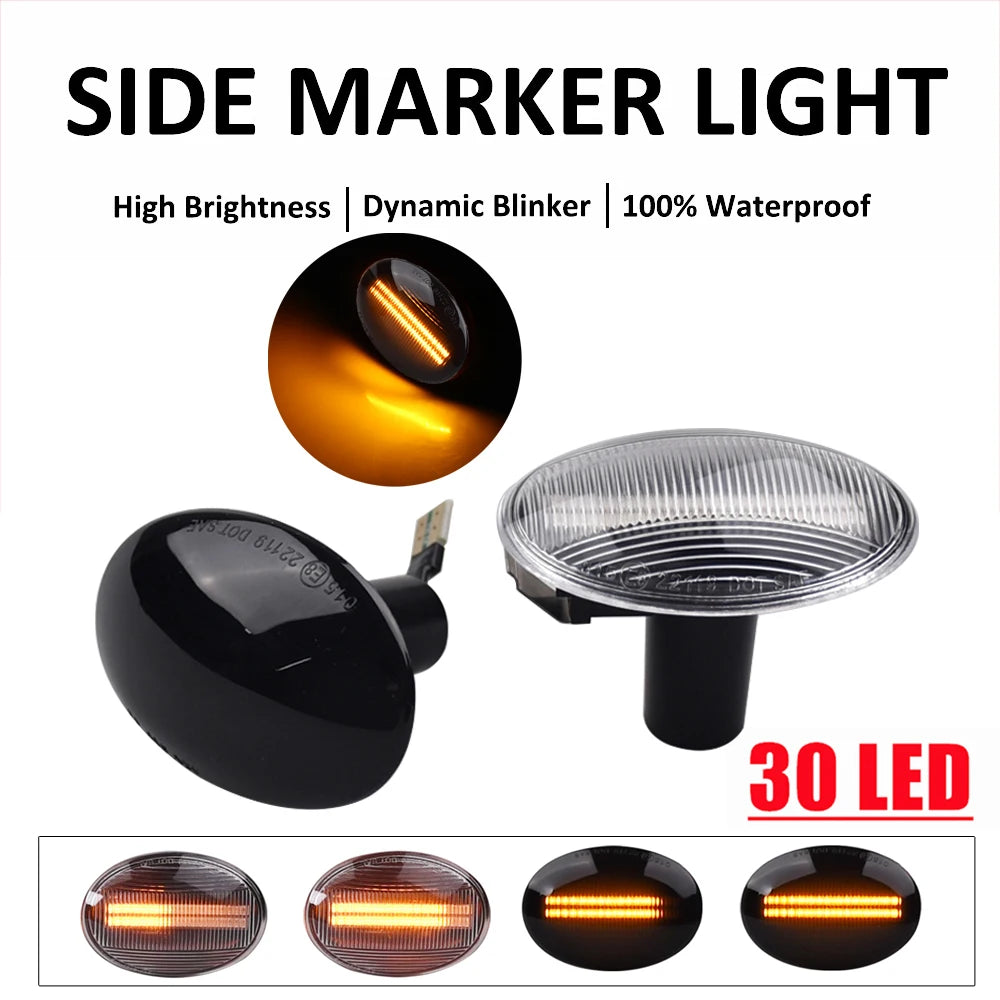 Pair Dynamic LED Side Marker Light Indicator for BMW MINI Cooper R55 R56 R57 R58