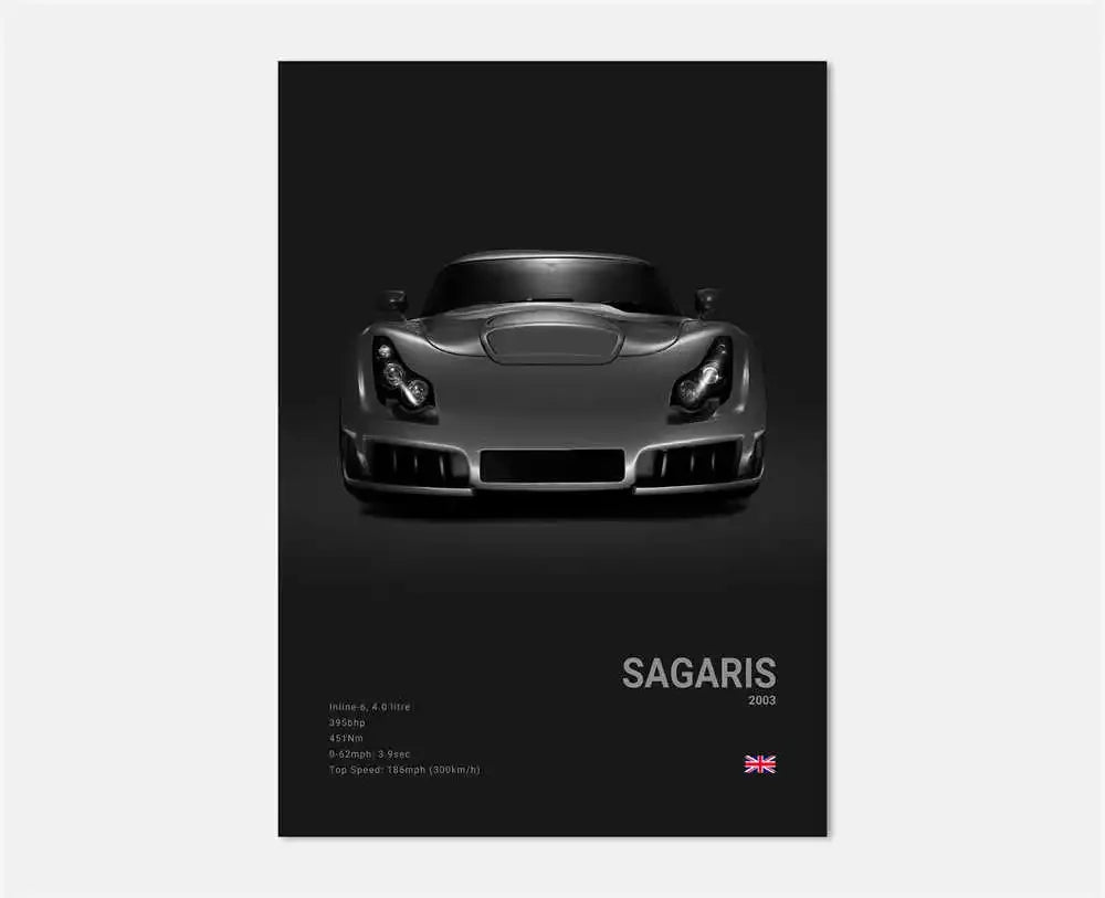 Pop Art Black Luxury Supercar Canvas Poster Wall  Home Mancave Decor Ghost GT RS