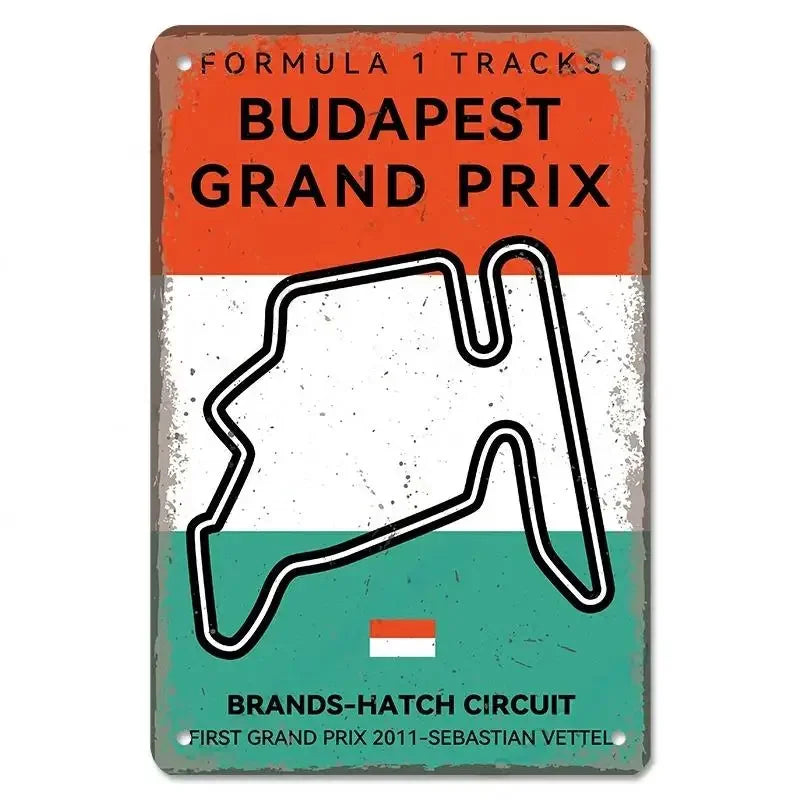 Vintage Race Track Metal sign F1 Aluminium Plaque Garage, Mancave, Home, Office