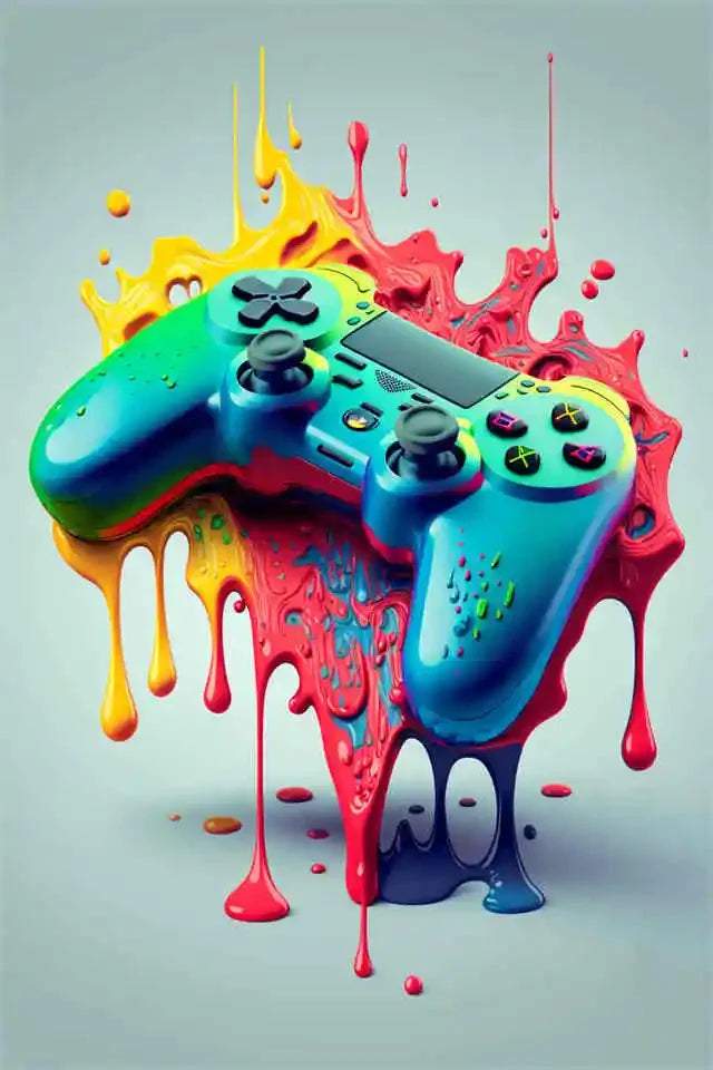 Colorful Vibrant Gamer Canvas Wall Art Nordic Aesthetic Unframed Poster Mancave