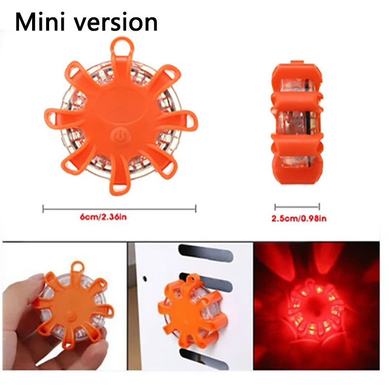 LED Warning Light Safety Flare 9-Mode Emergency Strobe Magnetic USB/Batt
