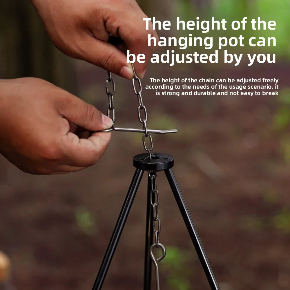 Camping Campfire Tripod Hanging Pot Cooking Aluminum Alloy