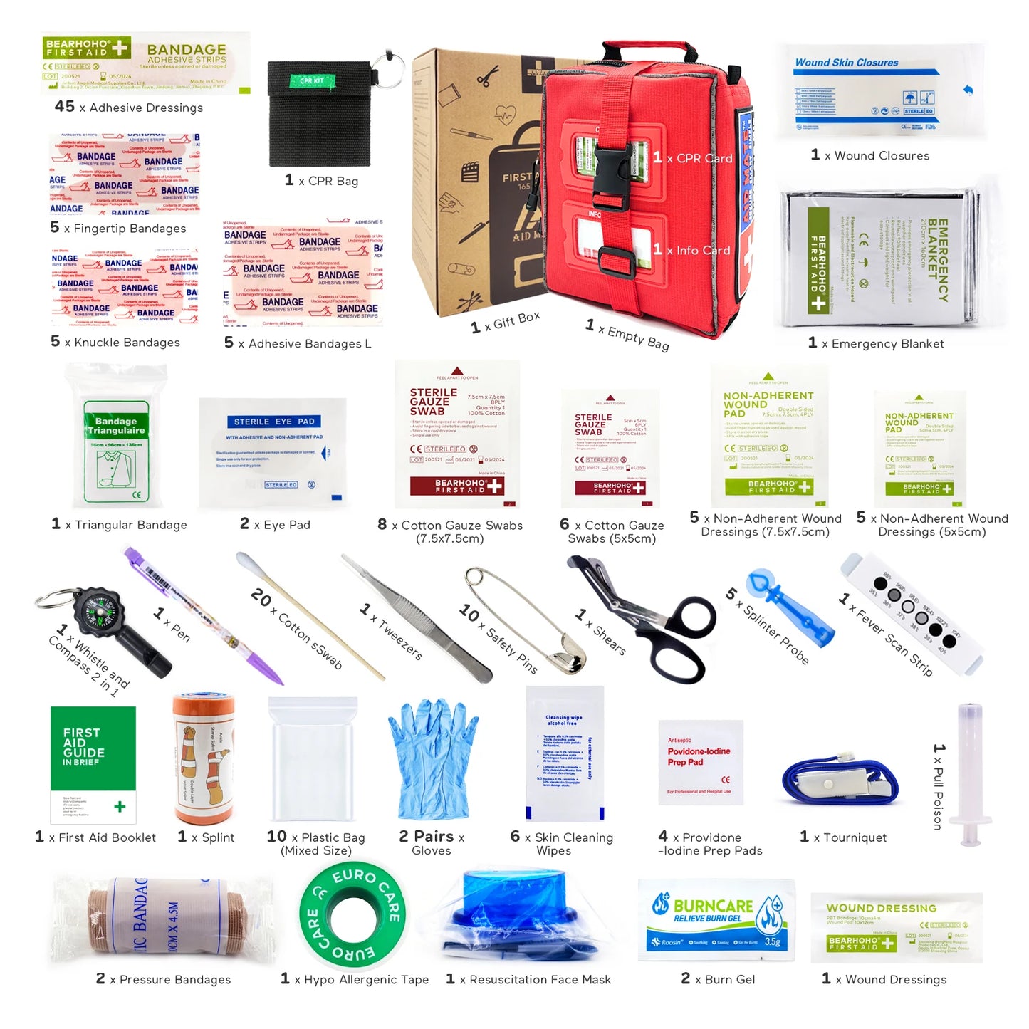 165-Piece First Aid Kit Emergency Medical Camping Home Car Outdoor Handy Hiking