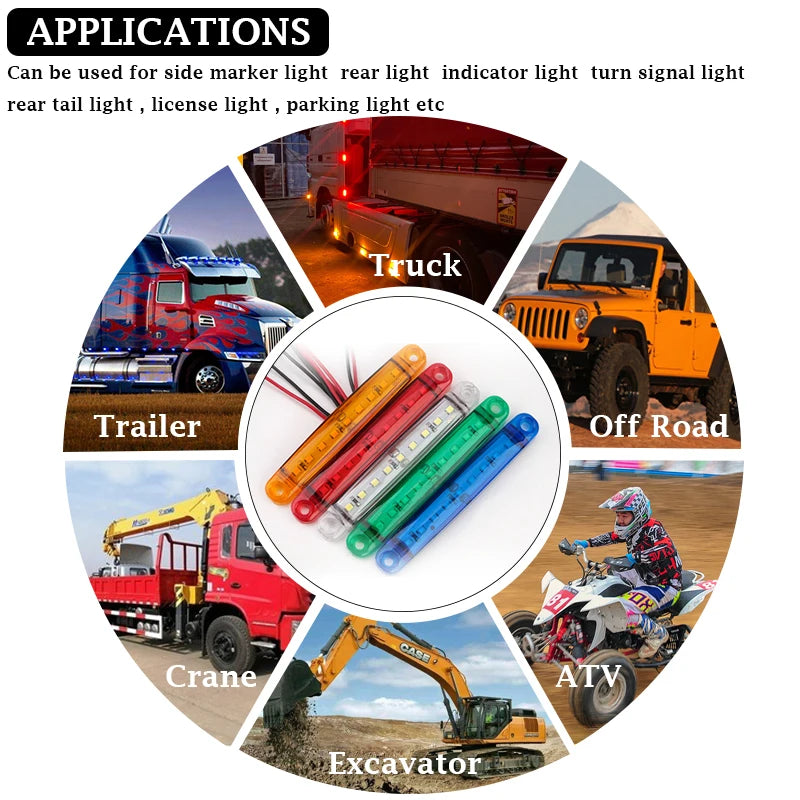 10PCS LED Trailer Side Marker Light 12V/24V Truck Lorry Indicator Lamp 9 SMD