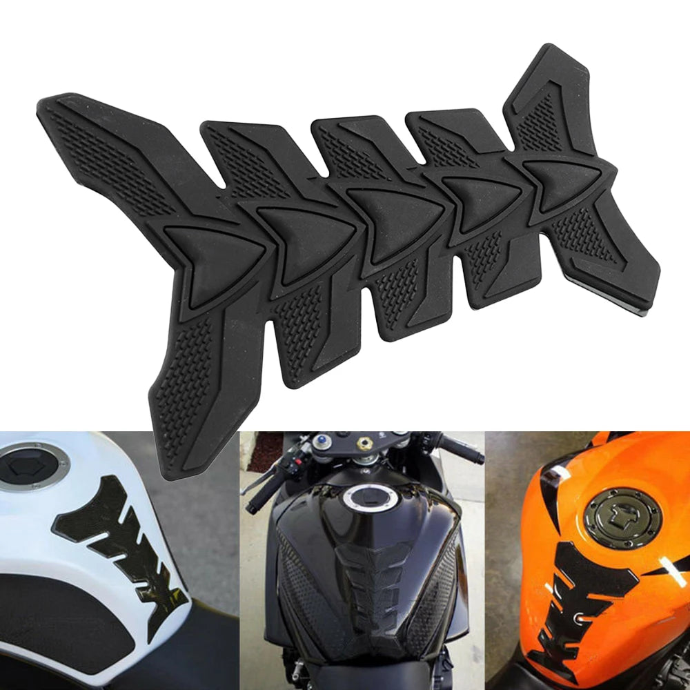 3D Motorcycle Gas Fuel Tank Pad Sticker Decal Black Rubber Protector Universal