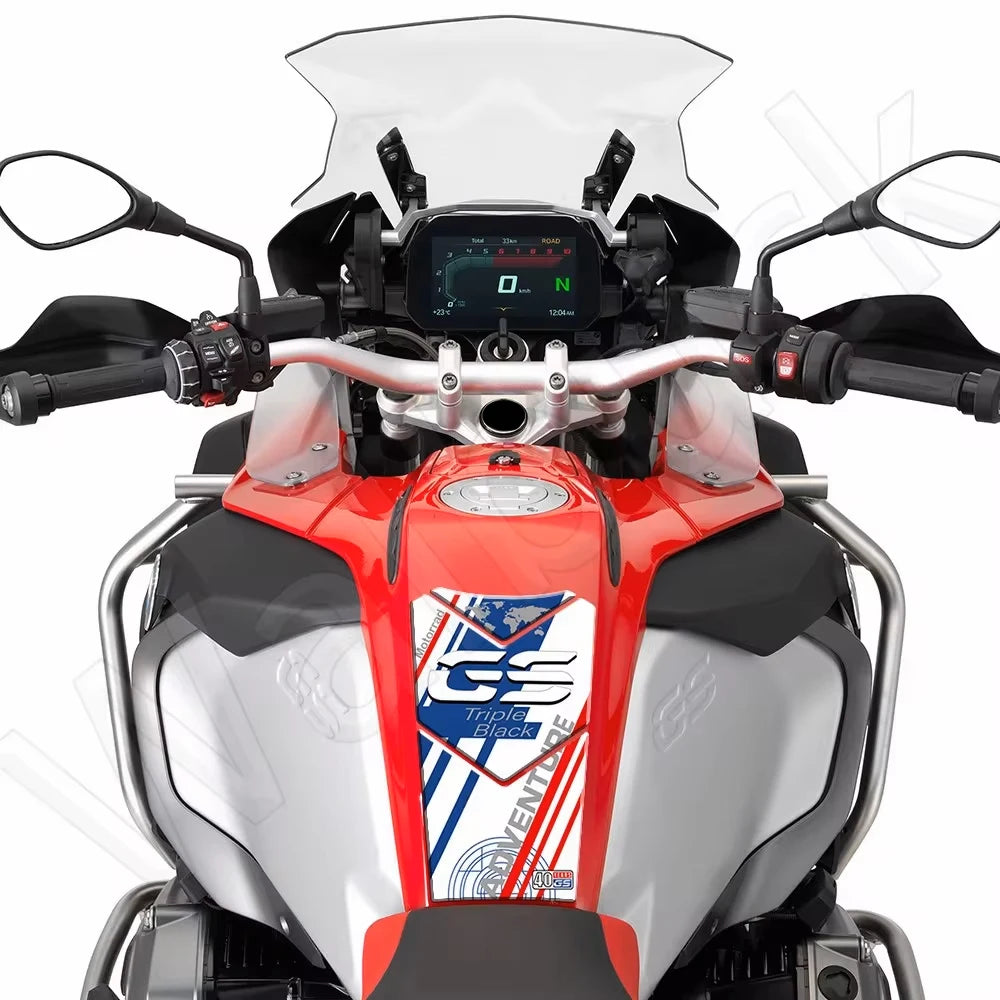 3D Motorcycle Tank Pad Protector Decal For BMW R1250GS R1200GS ADV Triple Black