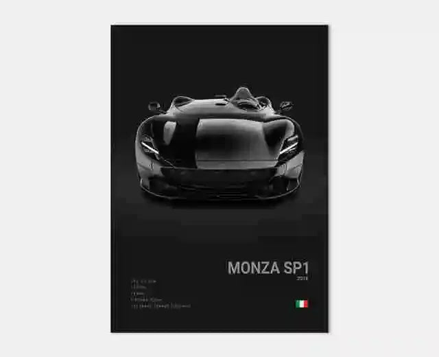 Pop B&W Italy Super Sport Car Canvas Poster Wall Art Garage F40 GTO GTB Mancave