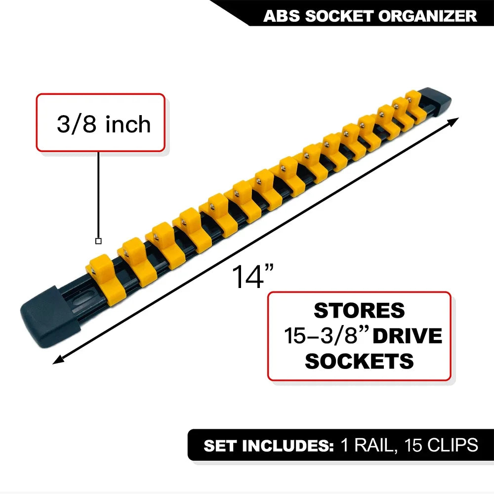 ABS Socket Organizer Rails - 1/4", 3/8", 1/2" Tool Box Rail Track Holder