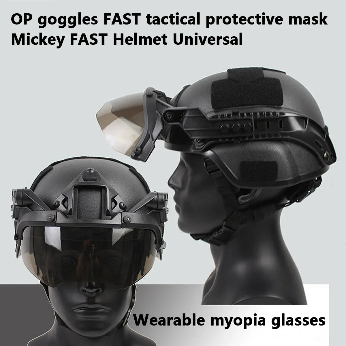 Tactical FAST Helmet Half Face Mask with Flip Goggles for Airsoft Paintball Hunting