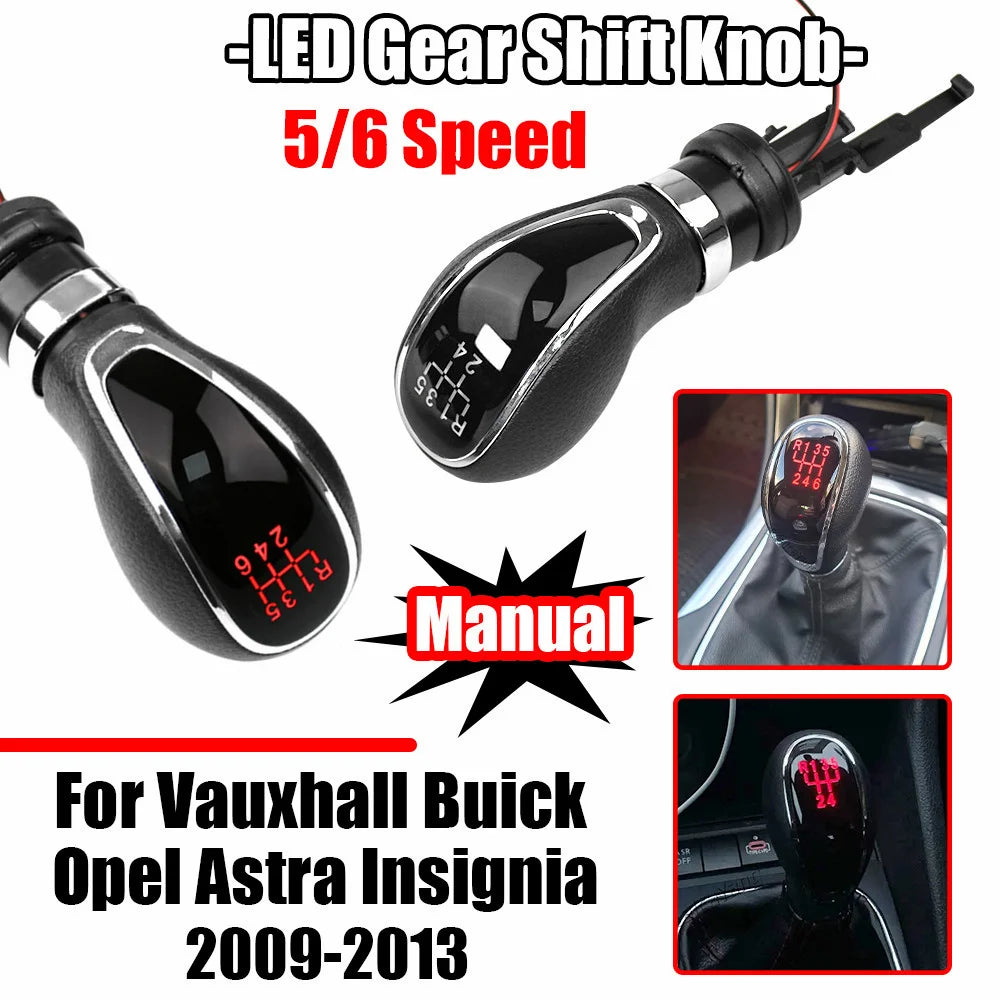 Red LED Car Gear Shift Knob 5/6-Speed Manual for Vauxhall Astra Excelle Insignia
