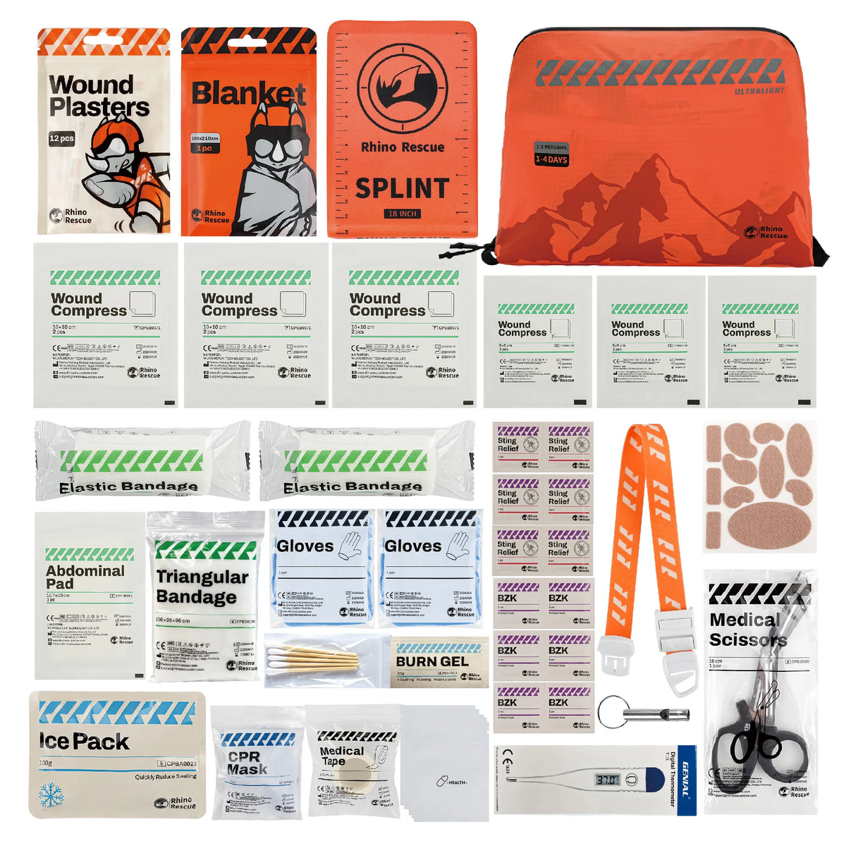 RHINO RESCUE Outdoor Camping First Aid Kit | Travel & Emergency Survival Gear