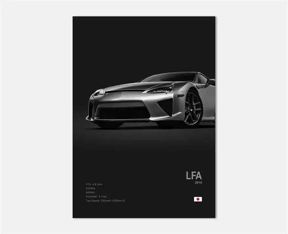 Pop Art Black Luxury Supercar Canvas Poster Wall  Home Mancave Decor Ghost GT RS