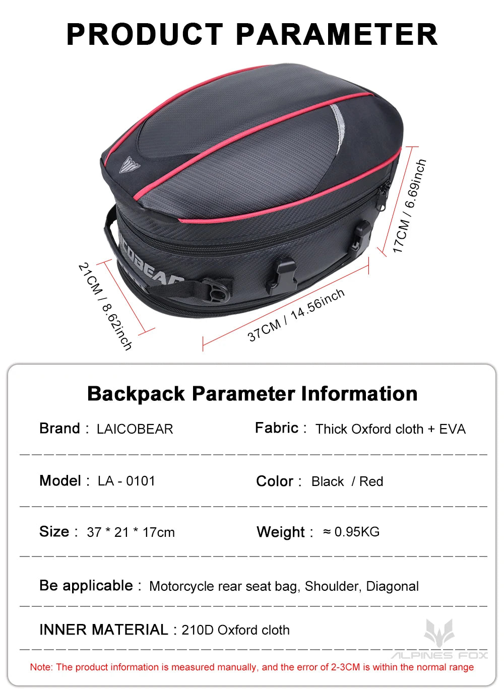 Motorcycle Tail Bag Waterproof Rear Seat Luggage Travel Saddle Pack Touring