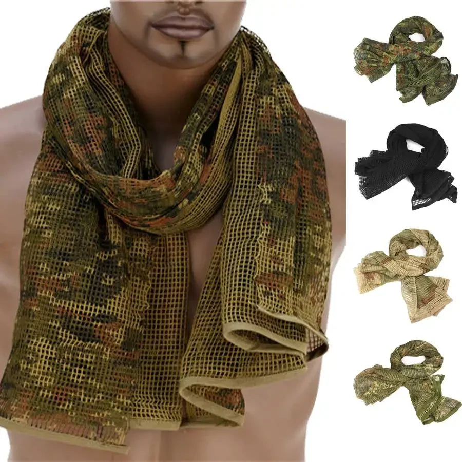 Tactical Cotton Scarf Mesh Neck Keffiyeh Camouflage Face Sniper Veil for Hunting