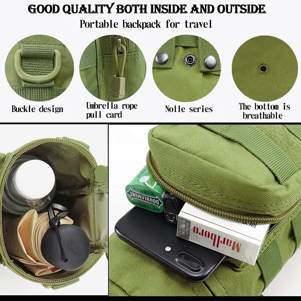 Tactical Molle Water Bottle Pouch Hydration Carrier Bag with Strap Nylon