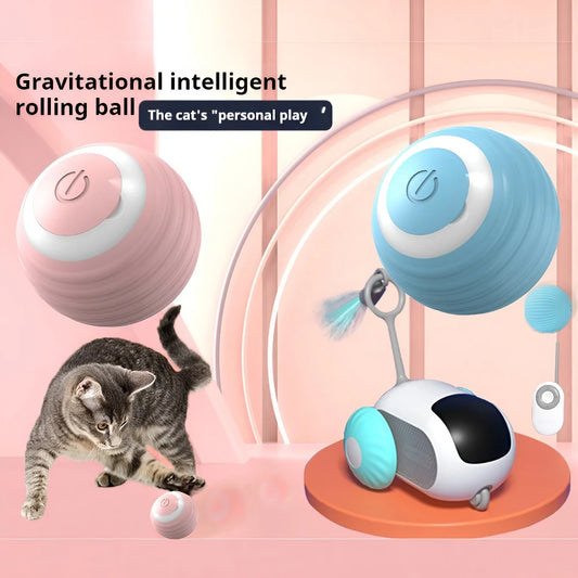 Smart Interactive Cat, Pet Ball Toy, Automatic Rolling, Rechargeable & Silent,
