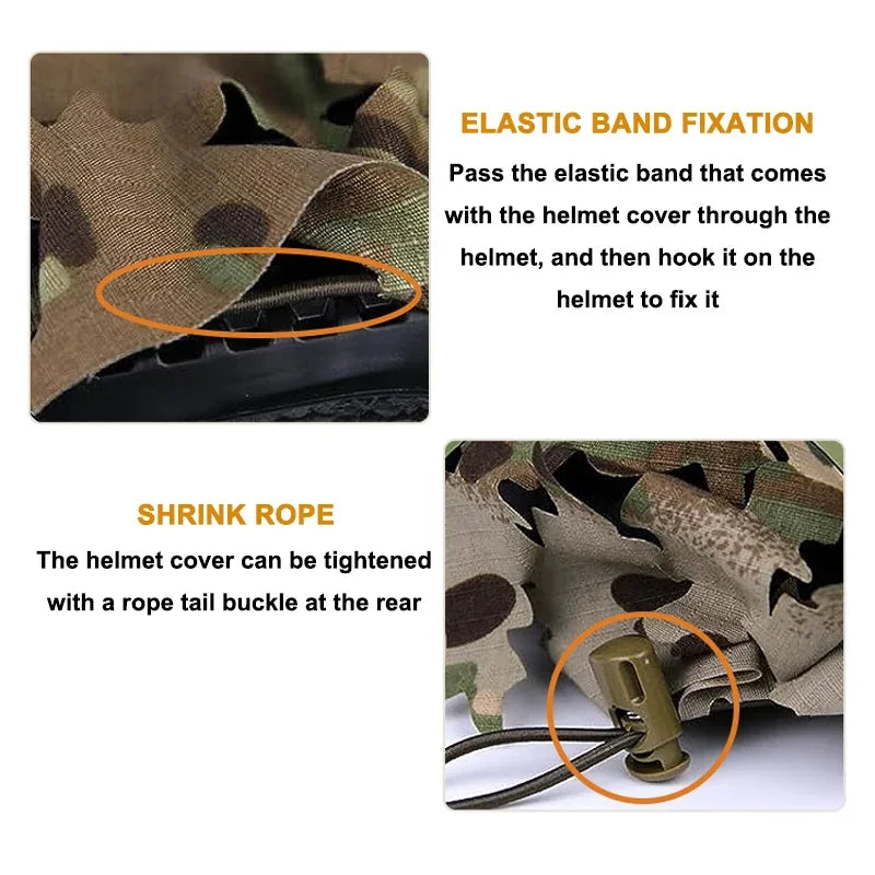 3D Camo Airsoft Helmet Cover – Laser Cut Leaf Shape or Mesh, Paintball Tactical
