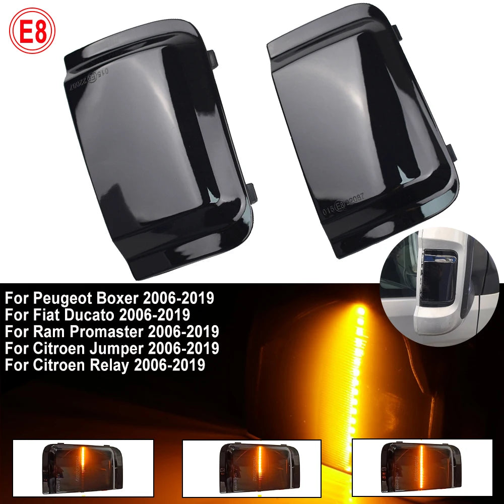 2pcs LED Dynamic Turn Signal Mirror Light For Peugeot Boxer Fiat Ducato Jumper